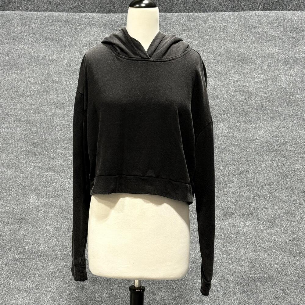 Dance & Marvel Hoodie Womens Medium Black Cropped Embroidered Stars Back AT0658
